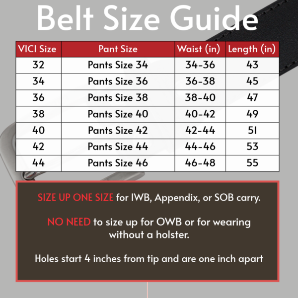 VICI Tactical Steel Core Leather Gun Belt - Classic Black - Image 8